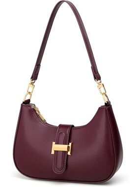 〽️ Women's Wine Red Vegan Leather Cute Clutch Purses Zip Small Shoulder Bag